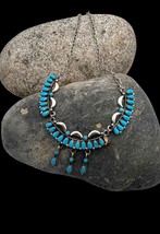 Signed Navajo Sterling Silver Faux Turquoise Cluster Bib Necklace Repair - £119.89 GBP