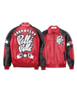Pelle Pelle Red and Black Varsity Bomber Leather Jacket - £133.36 GBP