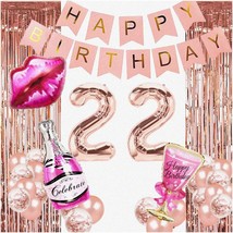 Celebrate 22 in Style: Rose Gold Balloon Bonanza - Sweet 22, Hello 22, Cheers to - £29.84 GBP