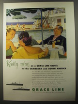 1953 Grace Line Cruise Ad - Really relax on a Grace line cruise - $18.49