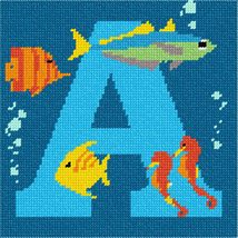 Pepita needlepoint kit: Letter A Under The Sea, 7&quot; x 7&quot; - $50.00+