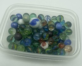Lot of vintage cateye &amp; other swirl glass marbles 1 Pound 11 Ounces  - £14.88 GBP