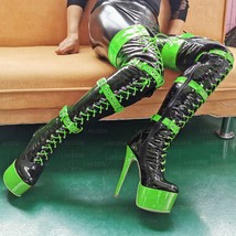 Women Thigh High Platform Boots Buckle Straps Full Side Zip Up Thin High Heels B - £149.11 GBP