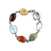 Sterling Silver Wire Suspended Multi-Color Gemstone Bracelet 10" - $254.46