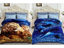 Lion Dolphin - King Mink Blanket Korean Style Reversible Tiger Blanket - £67.93 GBP