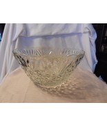 Large American Cut Glass Punch Bowl Clear with Embossed Details Scallop ... - £78.69 GBP