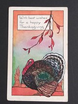 Best Wishes Thanksgiving Turkey Embossed Antique Whitney Made 1922 Postcard - $4.99