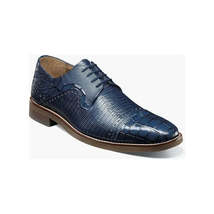 25538 Stacy Adams Leather Shoes Esposito Lizard Crocodile Print Blue Tan image 3
