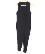 Theory 2 Black Crepe Wrap-Top Sleeveless Ankle Zip Pants Jumpsuit - £25.51 GBP