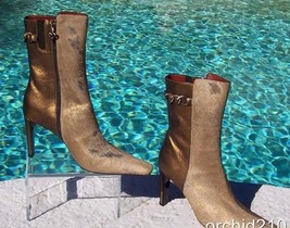 Donald Pliner Couture Sand Bronze Metallic Hair Calf Leather Boot Shoe N... - $450.00