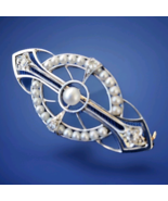 Earth mined Diamond Deco Pin 1920s Gatsby era Antique Pearl 14k gold Fil... - $3,862.83 CAD