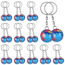 24 Pcs Colorful Globe Keychains Bulk, Planet Earth Keyrings Toy Ball Keyring Pen - £22.01 GBP
