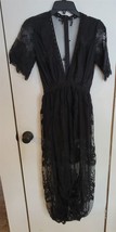 Womens S San Joy Black Lace Deep V-Neck Dress - £22.61 GBP