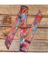 Blue and Rust Floral Western Skinny Cowgirl Mini Wild Rag Scarf Necktie - $345.63 MXN