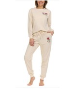 Keith Haring Womens Pajamas Tan Lounge Heart Crewneck Long Sleeves Relax... - $58.79 CAD