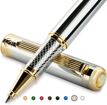 Silver Chrome Rollerball Pen - Stunning Luxury Pen with 24K Gold Finish Schmidt - £36.06 GBP