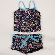 Old Navy Girls 2 pc Floral Tankini Swimsuit S Small 6-7 Swim Top Belted ... - $10.70