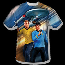 Star Trek Kirk and Spock Phasers Down Front Print Sublimation T-shirt 3X NEW - $29.02