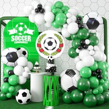 Soccer Balloon Arch Garland Kit, Dark Lime Green Black White Latex Balloon Garla - £19.67 GBP