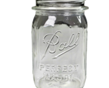 Antique Ball Perfect Mason Clear Small Pint Ribbed Jar 3B 5in Wide Mouth... - $19.99