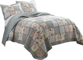 Chezmoi Collection Abbi 3-Piece Shabby Chic Bedding King Quilt Set Pre-W... - $95.00