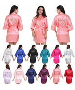 Short Robe Bride Bridesmaid Silk Satin Kimono Dressing Gown Sleepwear Ba... - $24.65 CAD