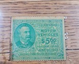 Federal Use Tax on Motor Vehicles Stamp 1946 $5 Denomination Green - $2.84