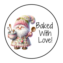 30 GNOME BAKED WITH LOVE ENVELOPE SEALS STICKERS LABELS TAGS 1.5&quot; ROUND ... - £5.87 GBP