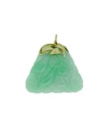 14k Yellow Gold Carved Jade Pendant with Leaves A Jadeite with Report (#... - $812.41 CAD