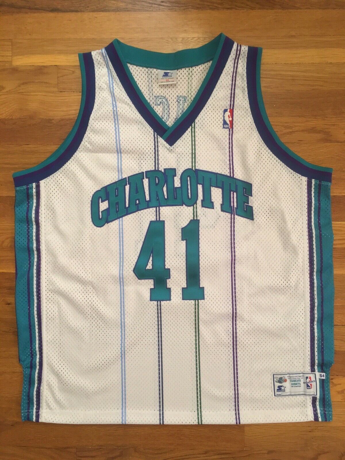 Authentic Starter 1997-98 Charlotte Hornets Glen Rice Home White Jersey 54 - $399.99