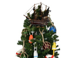 Wooden John Gow&#39;s Revenge Pirate Ship Christmas Tree Topper Decoration 14&quot;&quot; - £74.41 GBP