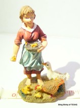 Grandeur Noel Bethlehem Village Woman Feeding Duck and Chickens Figurine... - $21.73