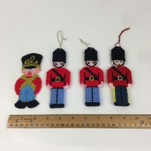3 Vtg Toy Soldier Plastic Needlecraft Completed Ornaments and Extra Toy Soldier - £9.77 GBP