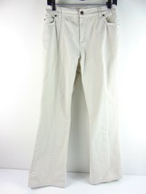 Lands End Off White Cotton Blend Elastic Waist Straight Leg Jeans Size 8 - £19.77 GBP