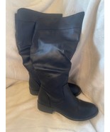 EUC American Eagle Black Knee High Boots Side Zip Size 7W - £21.70 GBP