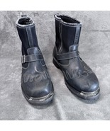 Milwaukee Black Leather Motorcycle Biker Boots Flames Men’s Size 12D - $233.86 CAD