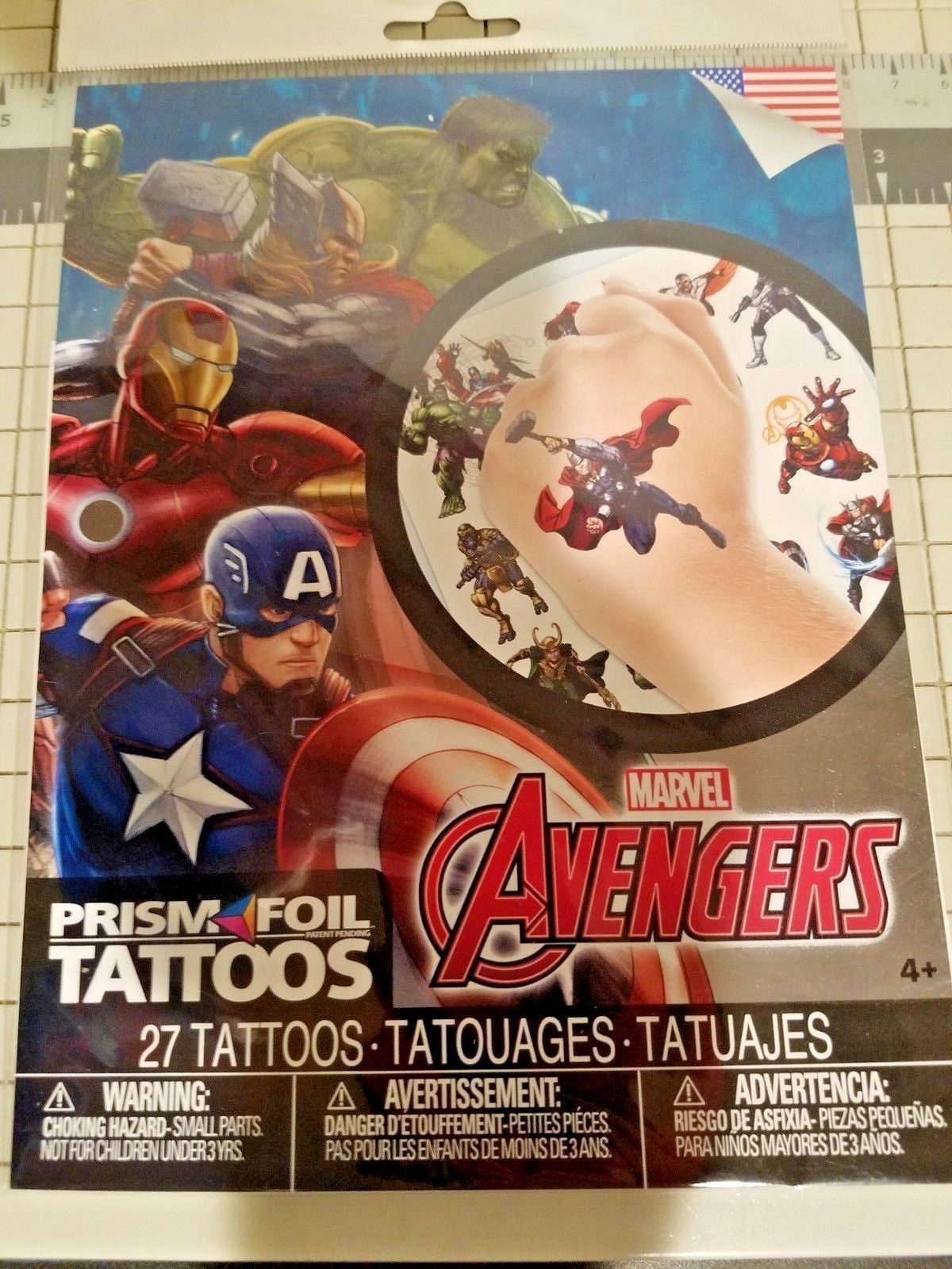 Marvel Avengers 27 temporary Prism FOIL tattoos pack - $6.88