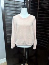 Double Zero Pink/Peach Fuzzy Soft Sweater L Crew Neck Long Sleeve - £21.22 GBP