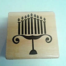 Menorah Hanukkah Candelabra Lamp Rubber Stamp NEW Holiday Craftsmart Wood Mount - £1.58 GBP
