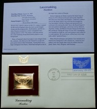 22¢ Lacemaking HONITON 22K Gold Stamp USPS 1ST Day of Issue 1987, - £8.94 GBP