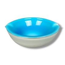 Murano Cased Glass Bowl Dish Vintage Mid Century Modern Turquoise White Ashtray - £111.59 GBP