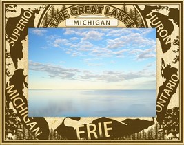 The Great Lakes Michigan Engraved Wood Picture Frame Landscape (8 x 10) - £42.34 GBP
