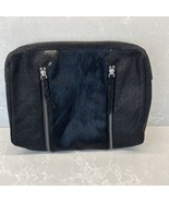 Vintage Reign Black Leather &amp; Fur Large Clutch Purse Bag - €36,25 EUR