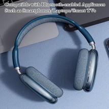 Blue Wireless Bluetooth Headphones, Stereo Over Ear Headset Microphone W... - £15.79 GBP
