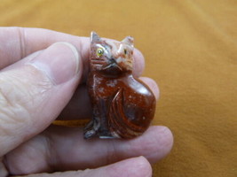 Y-CAT-47) red tan KITTY CAT gemstone carving love cats SOAPSTONE figurin... - £6.86 GBP
