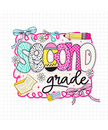 Second Grade PNG, Back to School Girl Design, First Day of School, Teach... - $2.50