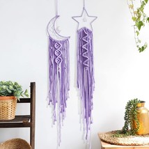 2pcs Star and Moon Dream Catchers,Teen Girl Room Decor,Macrame Wall Hanging for  - £37.80 GBP