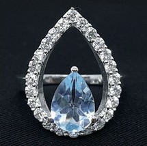 2.60ctw Natural Swiss Topaz &amp; Diamond Cut White Sapphire 925 Silver Ring SZ 8 - £63.65 GBP