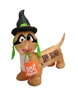 4 Foot Long LED Halloween Inflatable Dog Puppy Witch Hat Mask Yard Decor... - $34.64