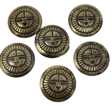 Vintage Concho Style Silvertone Southwest Sun Button Covers Lot of 6 - £18.75 GBP